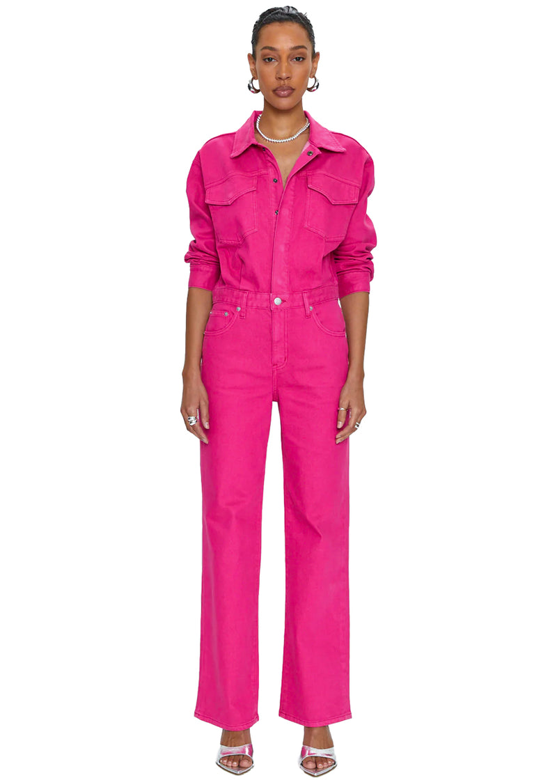 Nikki jumpsuit long sleeve in pink garnet