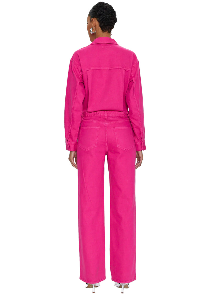 Nikki jumpsuit long sleeve in pink garnet