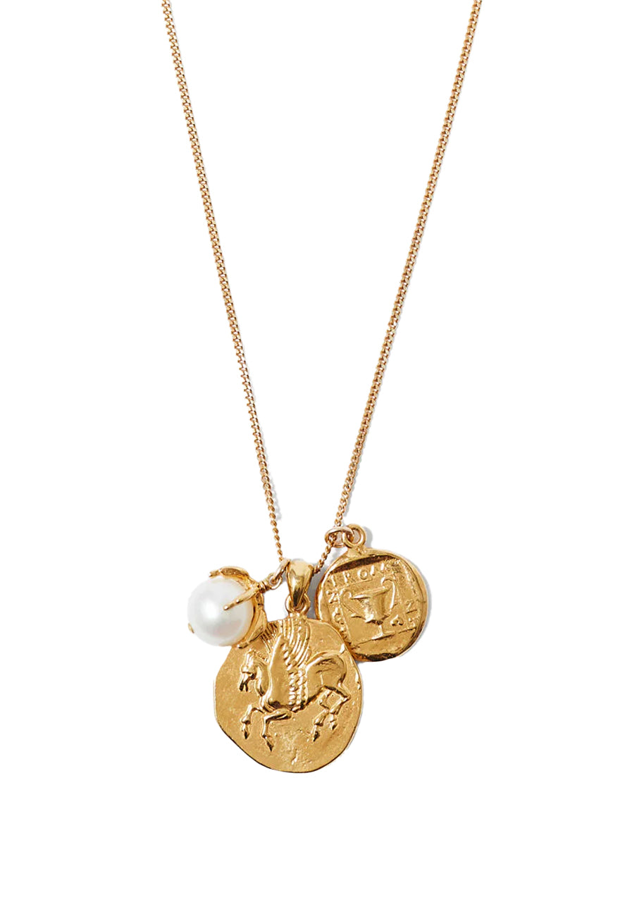 Pegasus charm necklace in gold mix