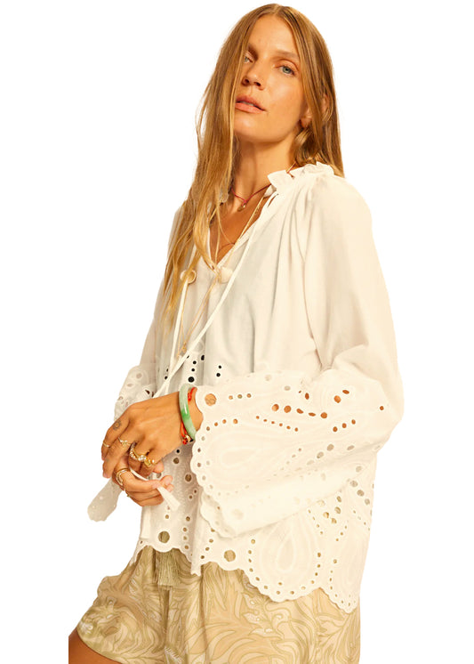 Penny blouse in tangier embroidery salt