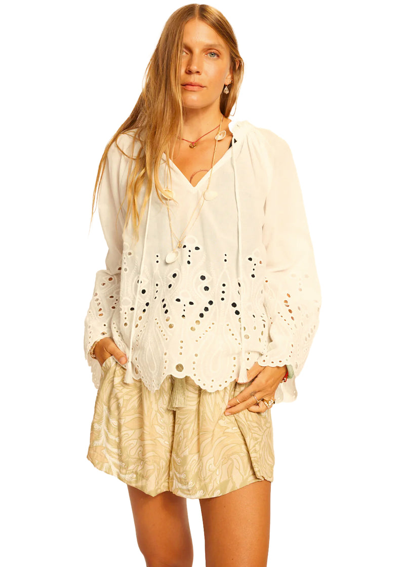 Penny blouse in tangier embroidery salt