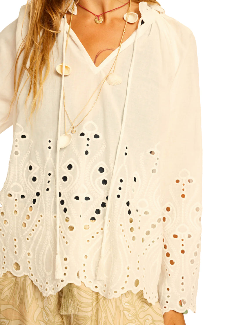 Penny blouse in tangier embroidery salt