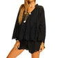 Penny blouse in tangier embroidery nero