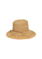 Packable raffia bucket hat in natural