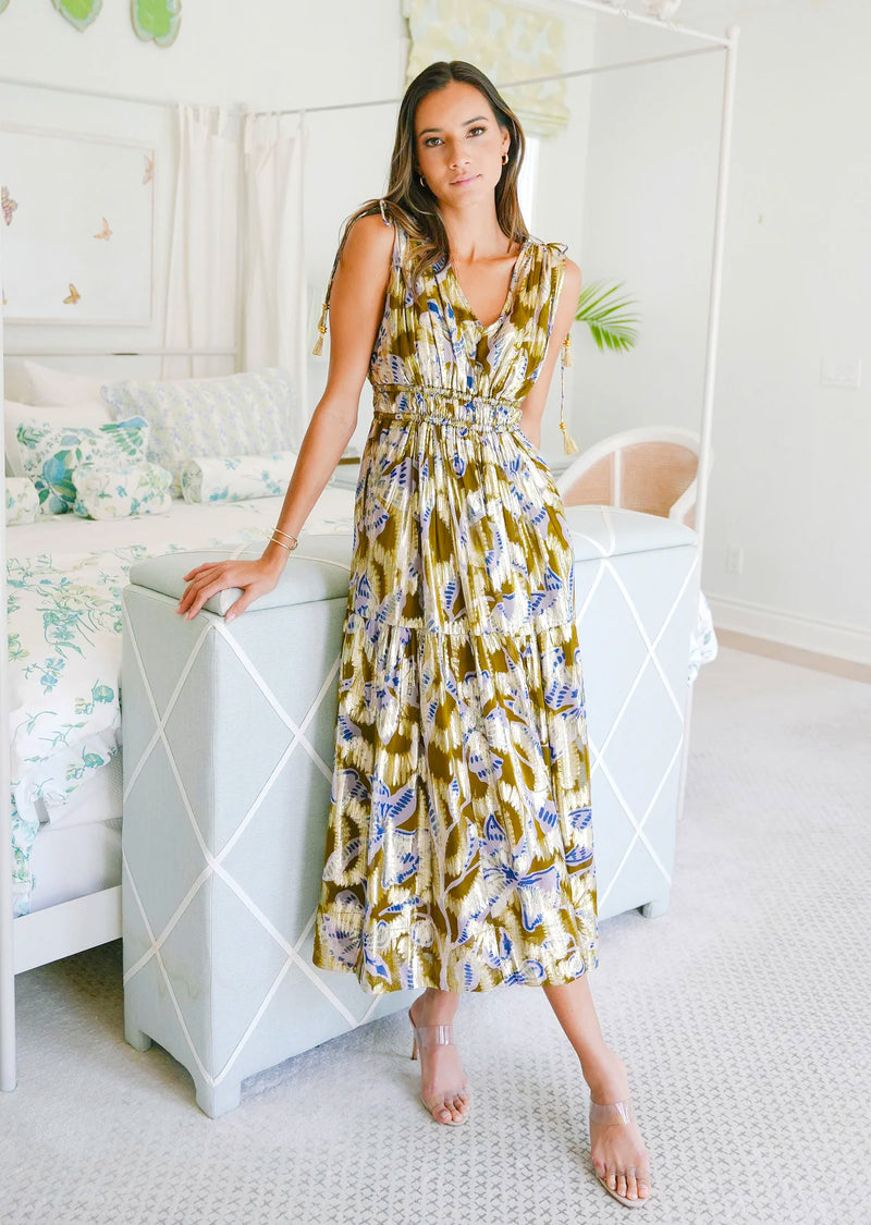 Rosalita midi dress in lia artichoke