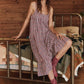 The ruffle tank night dress in bordeaux plaid