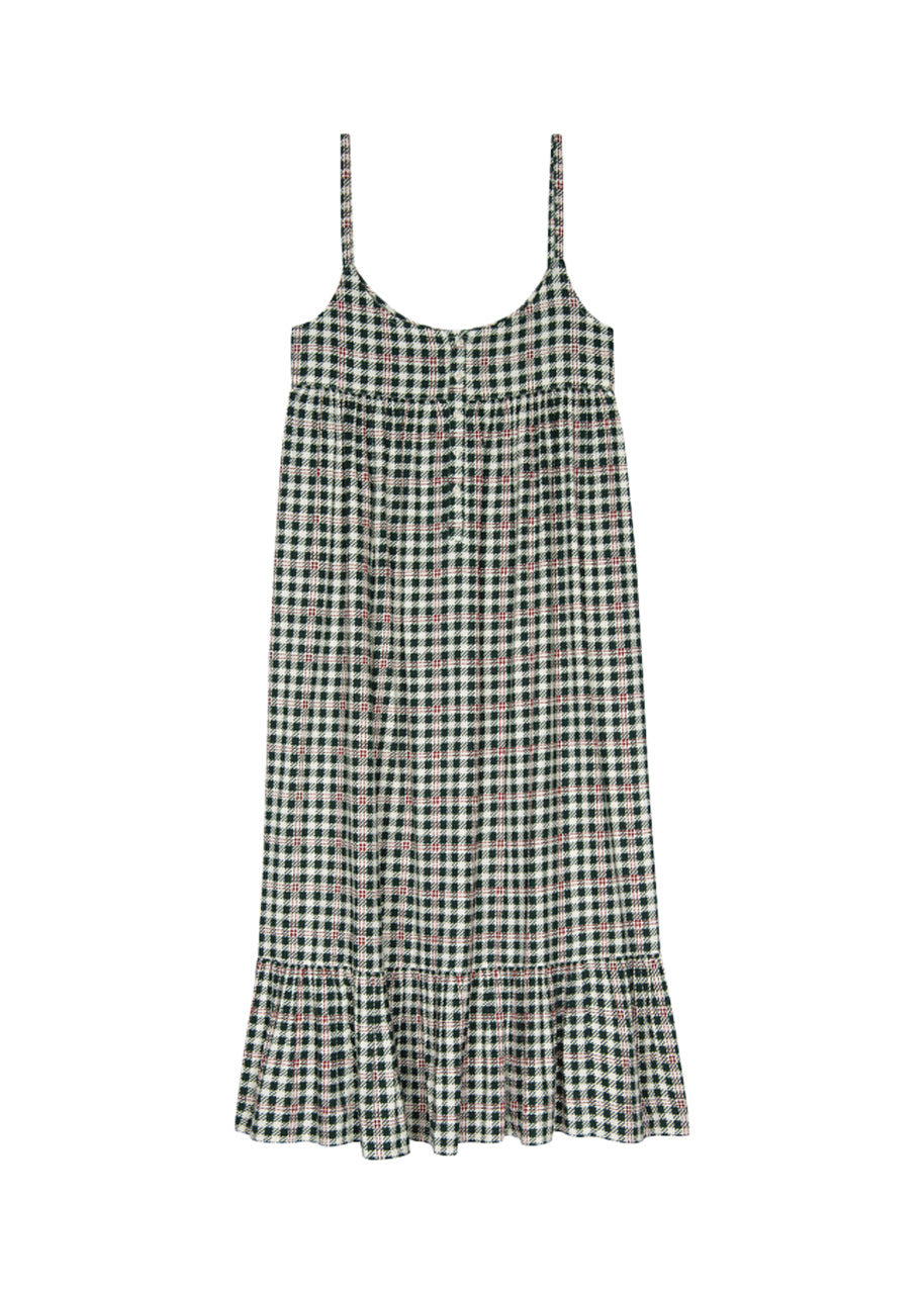 The ruffle tank night dress in winter pine plaid