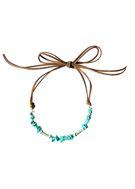 Suede turquoise necklace in brown
