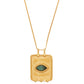 Twist evil eye charm necklace in gold emerald