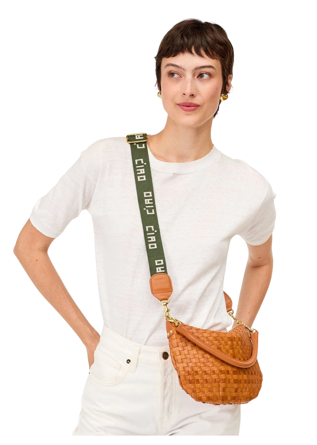 *PREORDER* Adjustable crossbody strap in army cream ciao