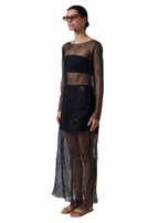 Ghost crinkle overlay dress in mesh black