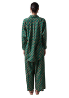 Rose print pajama set in teal