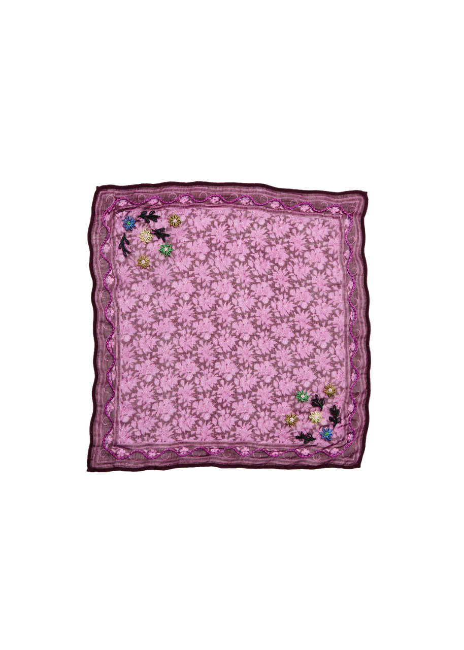 Posy embroidered bandana in orchid