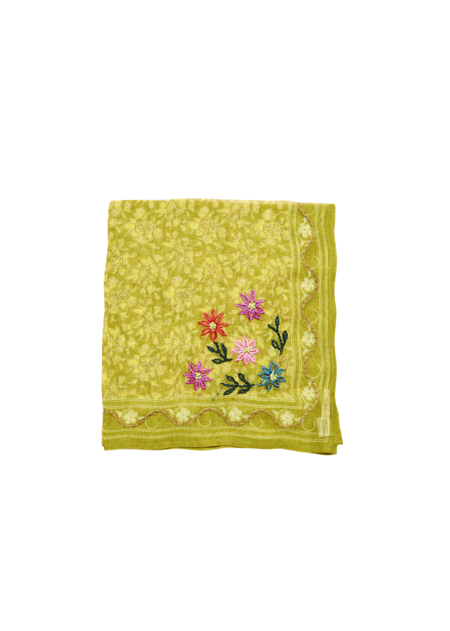 Posy embroidered bandana in mustard