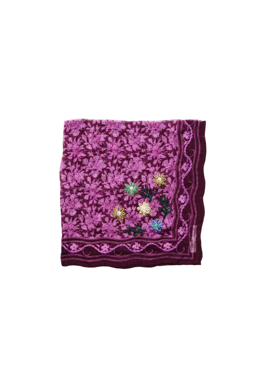 Posy embroidered bandana in orchid