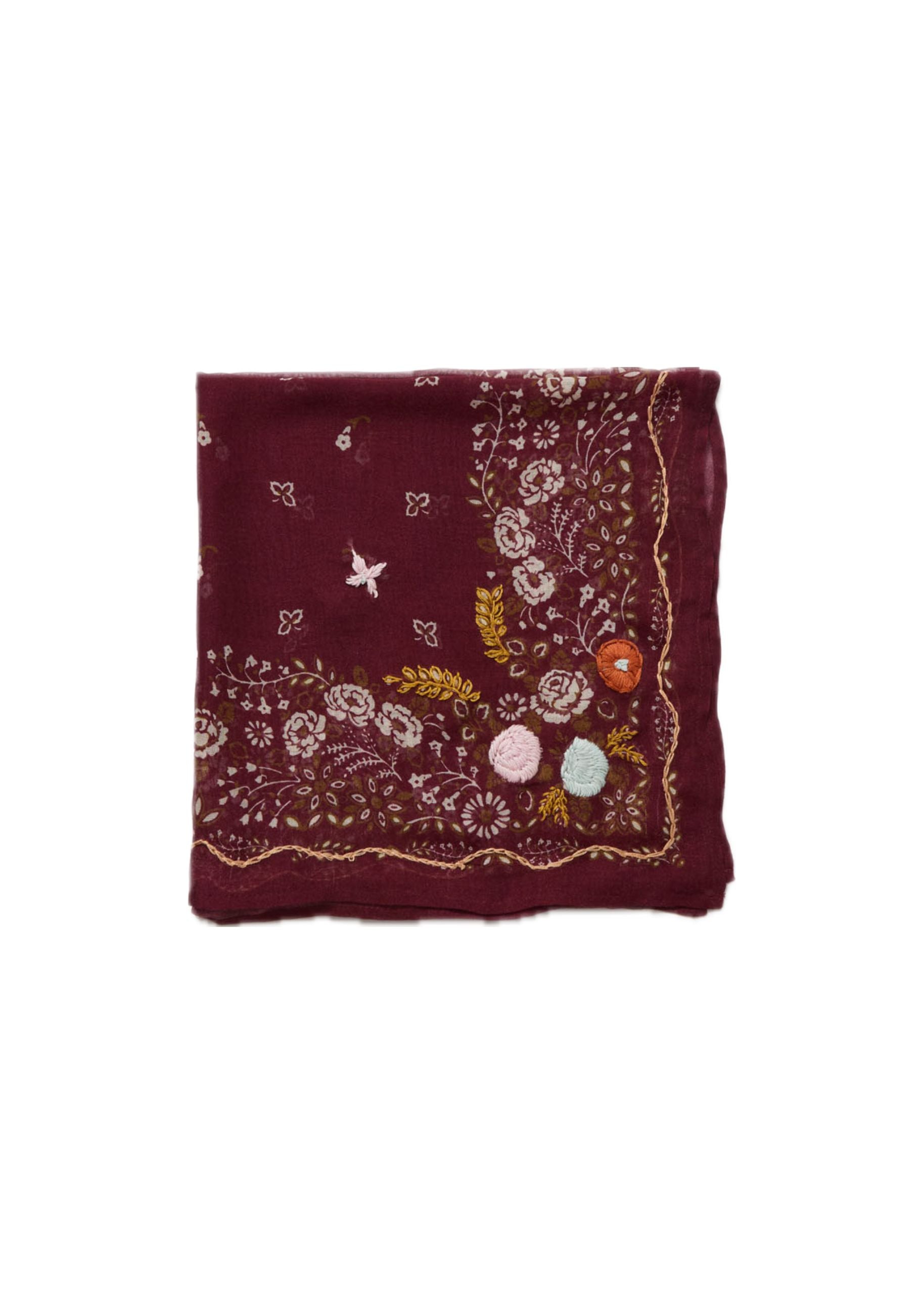*PREORDER* Posy embroidered bandana in cabernet
