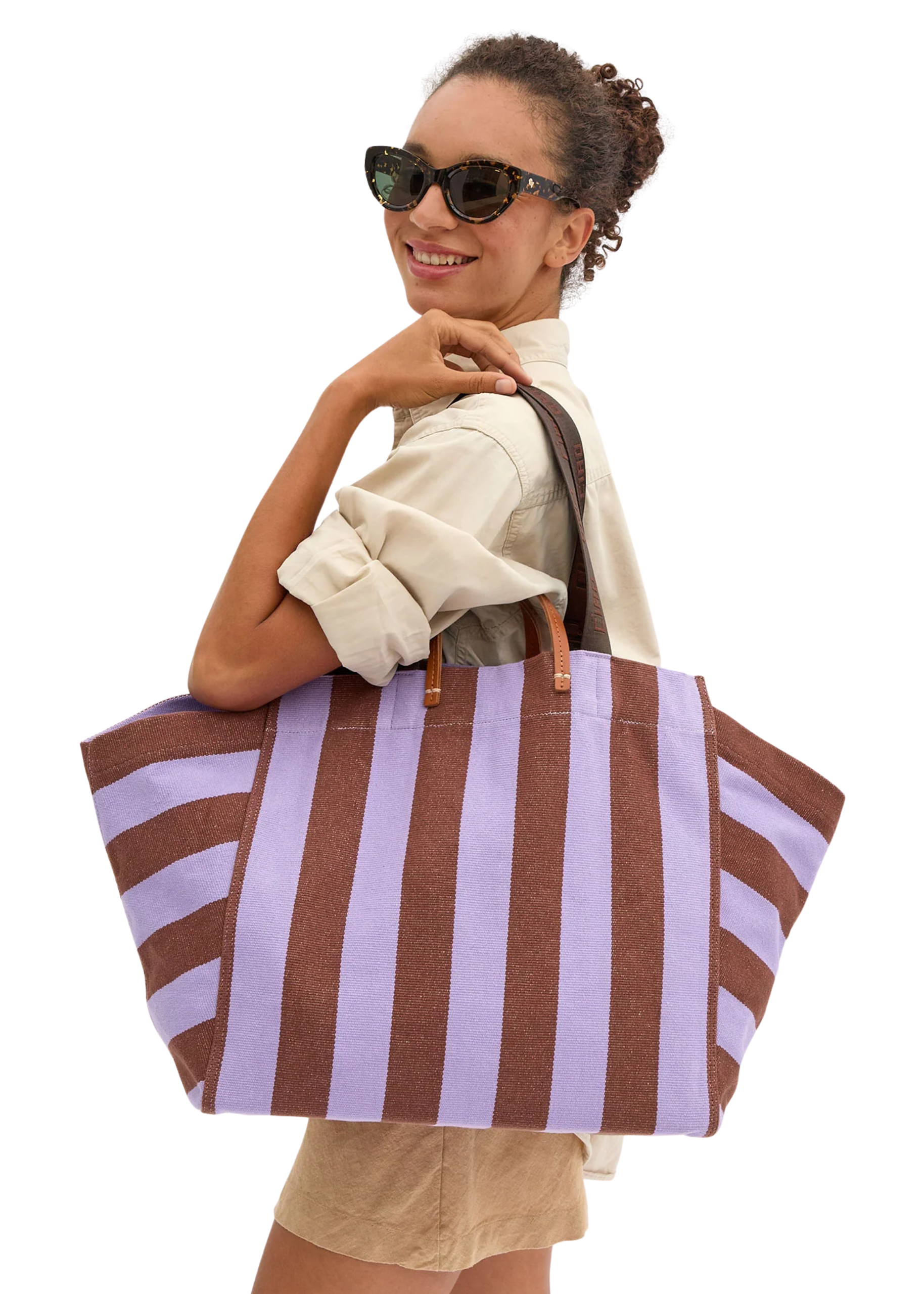 *PREORDER* La cote tote in jacaranda hazelnut canvas stripe
