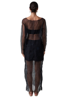 Ghost crinkle overlay dress in mesh black