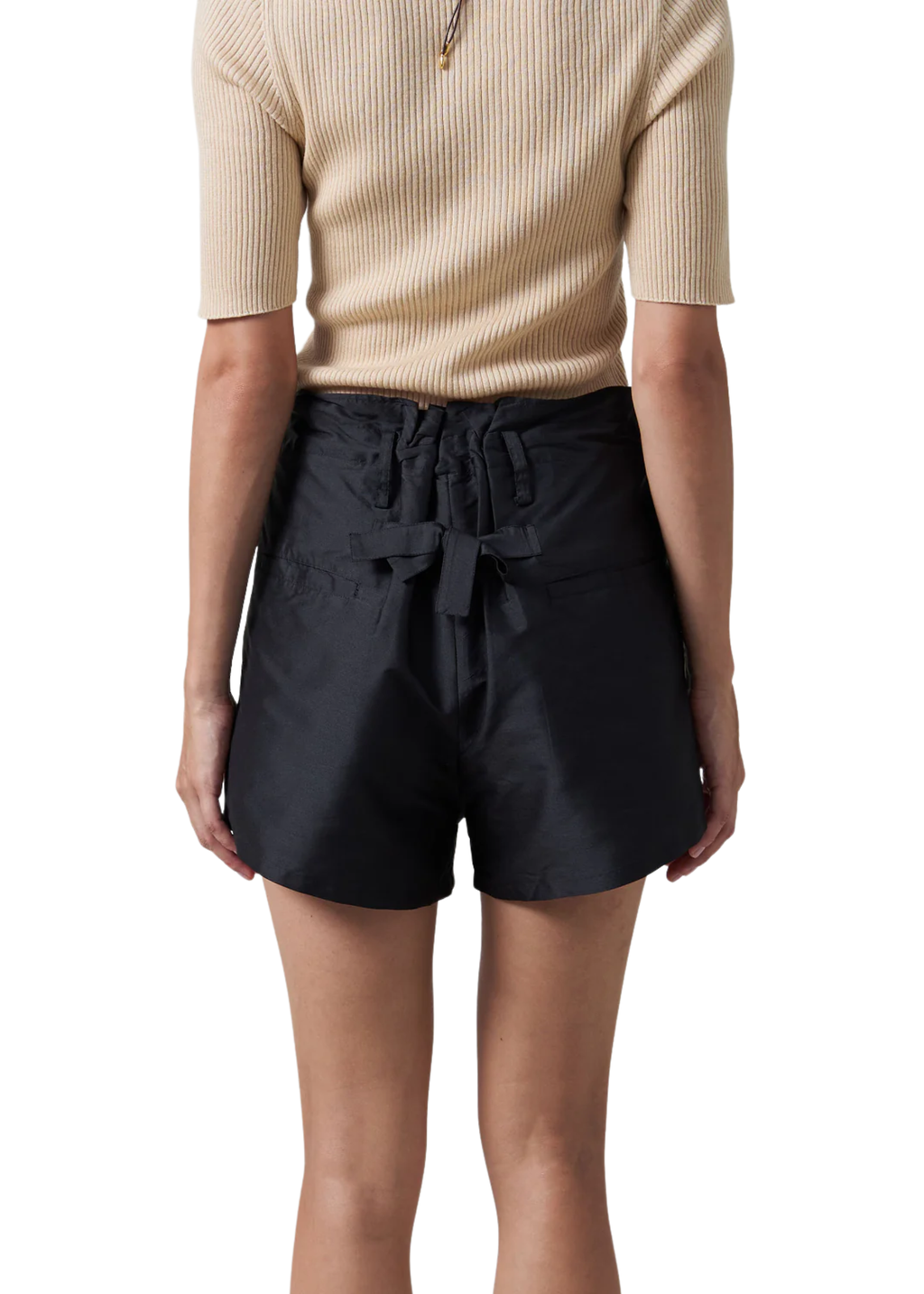 Techno taffeta shorts in black