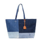 Volie tote in washed denim patchwork