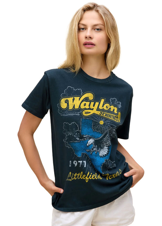 *PREORDER* Waylon Jennings littleton texas tee in vintage black