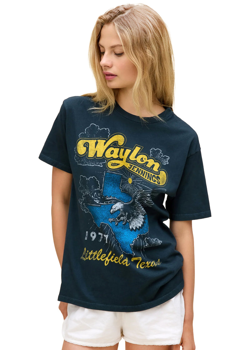 Waylon Jennings littleton texas tee in vintage black