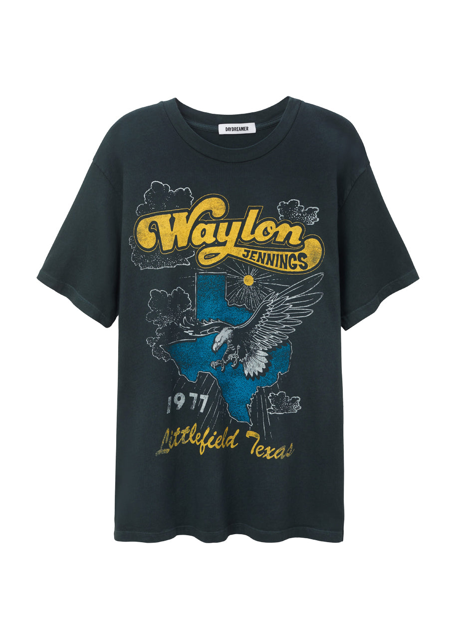 *PREORDER* Waylon Jennings littleton texas tee in vintage black