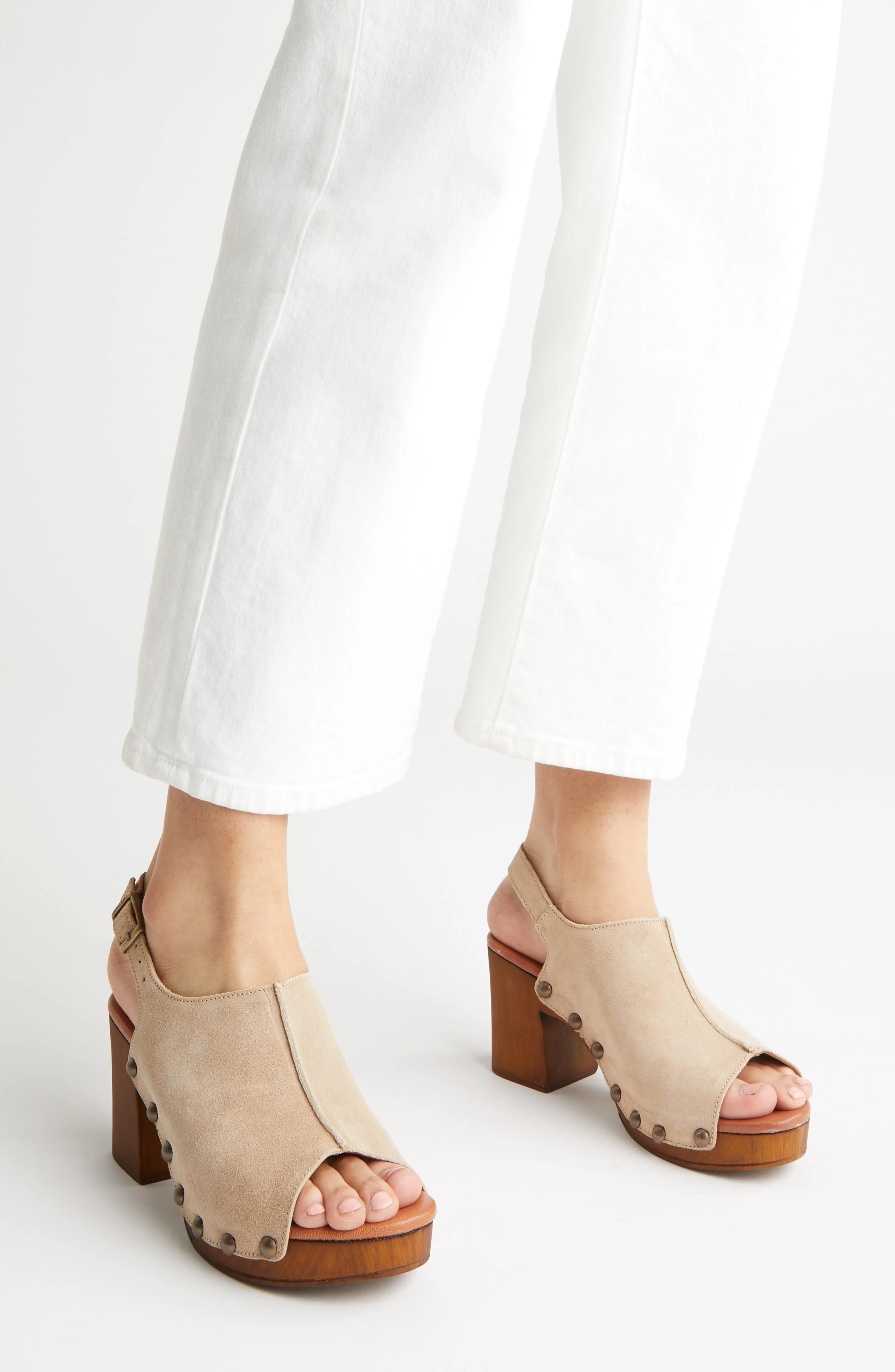 Winnie platform slingback heel in corda suede