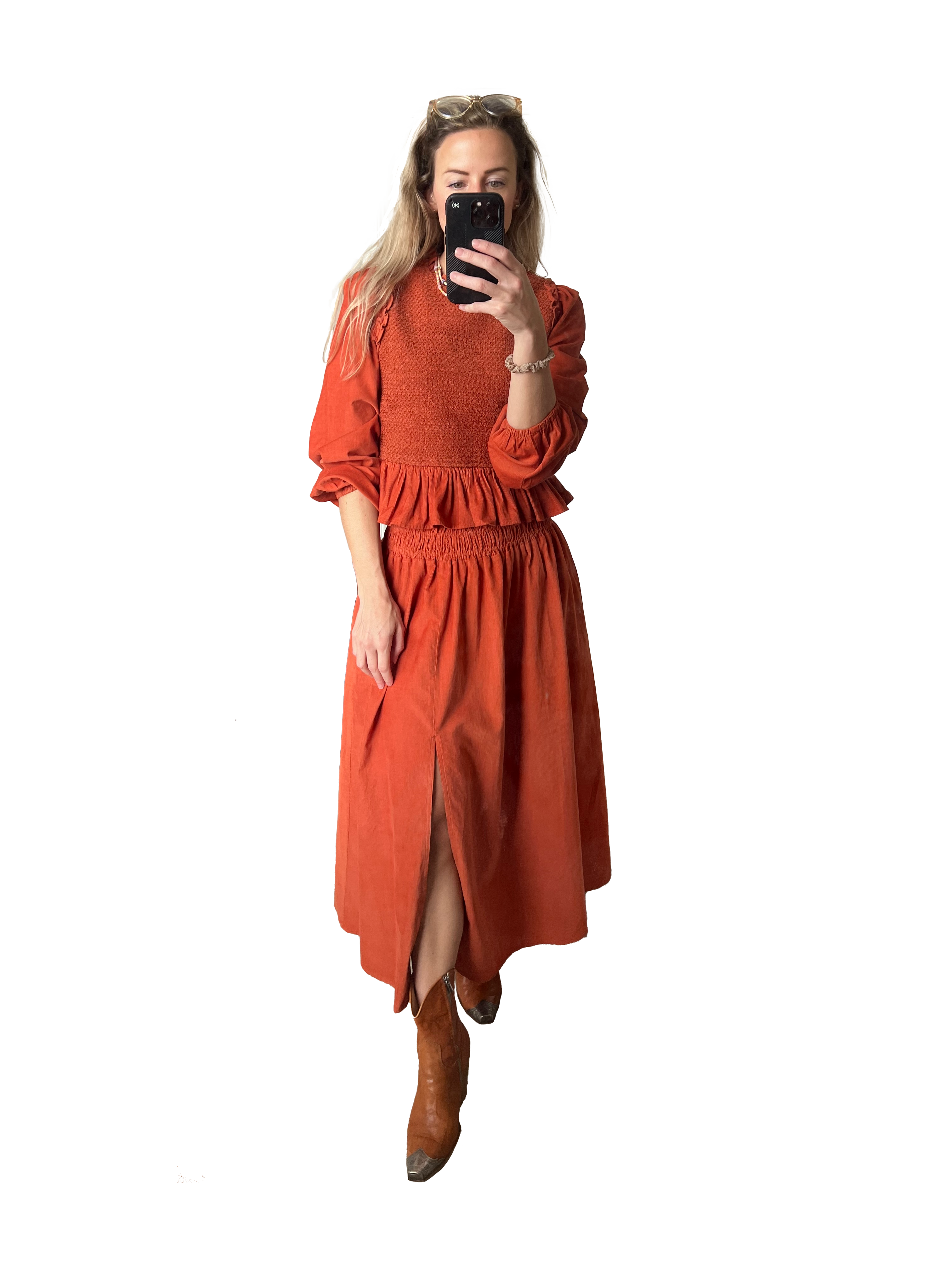 Fiona top in corduroy rust