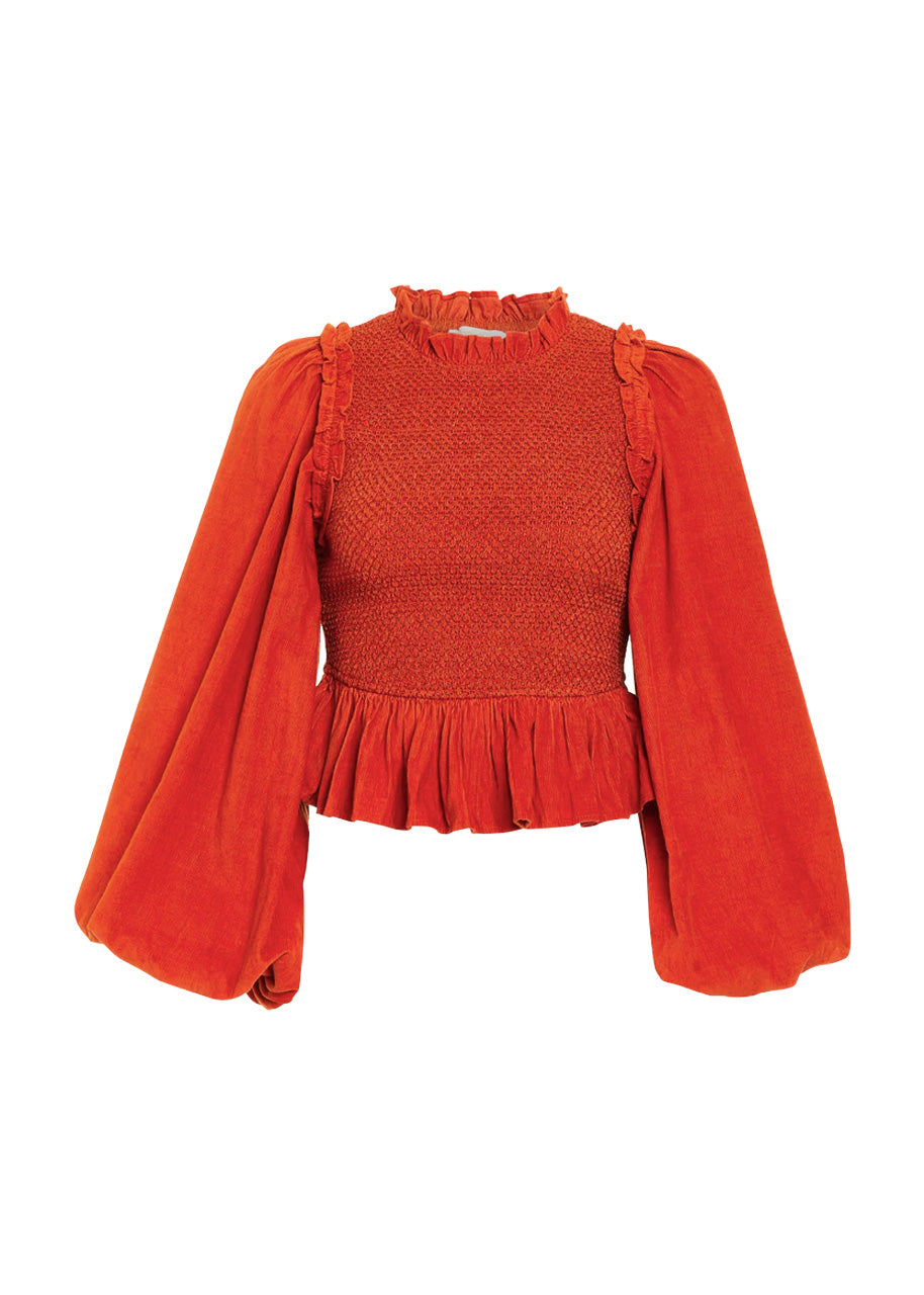 Fiona top in corduroy rust