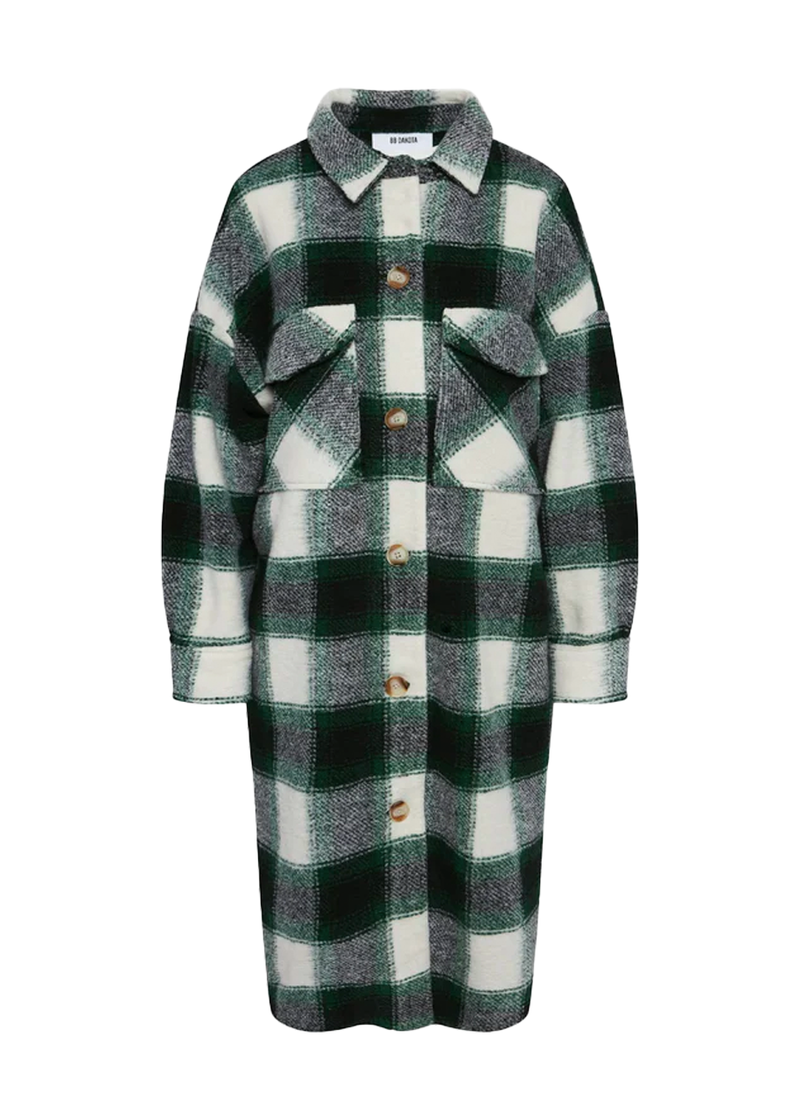 Santa cruz long shacket in green plaid