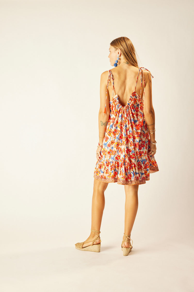 Jerusha mini dress in clementine silk