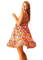 Jerusha mini dress in clementine silk