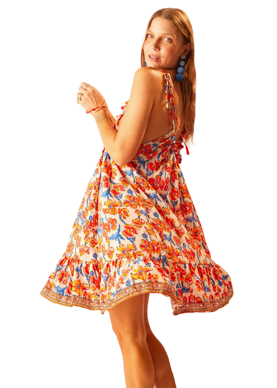 Jerusha mini dress in clementine silk