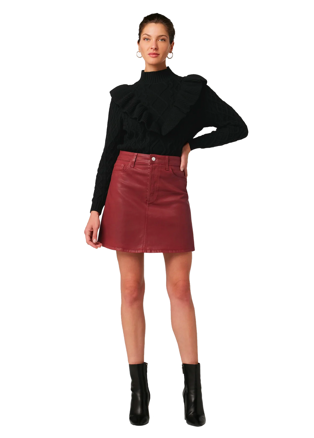 Jessica coated skirt in burnt henna