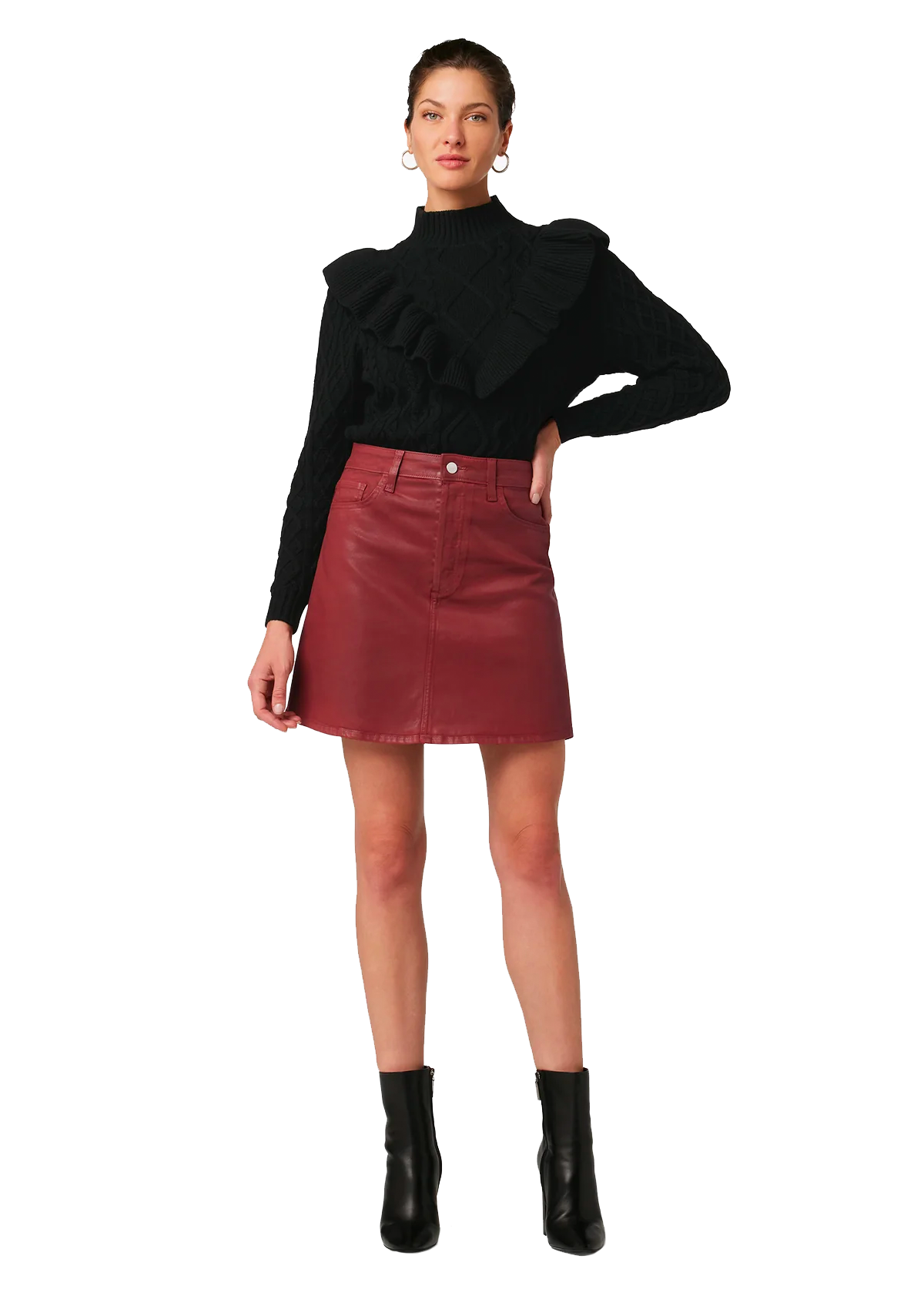 Jessica coated skirt in burnt henna