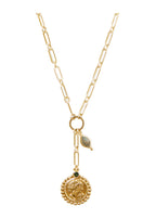 Josephine coin necklace with green tourmaline