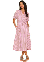 Liora dress in fig stripe