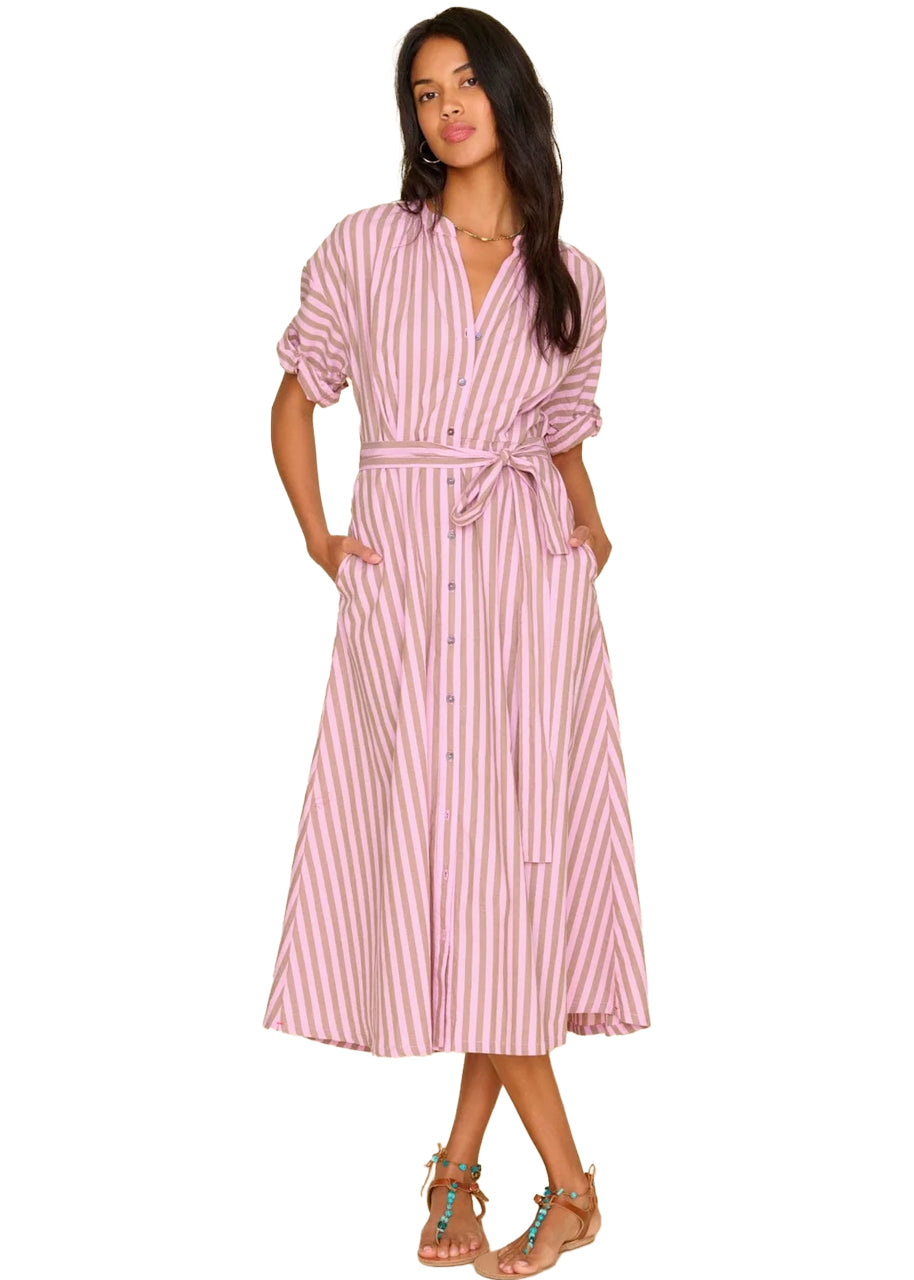 Liora dress in fig stripe