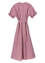 Liora dress in fig stripe