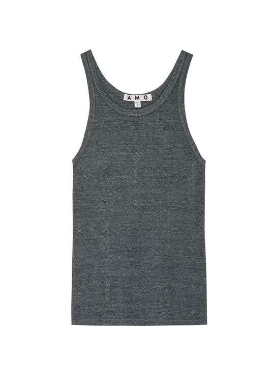 Long rib tank in heather gray