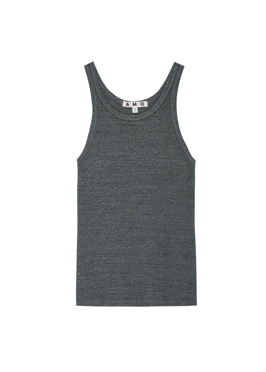 Long rib tank in heather gray