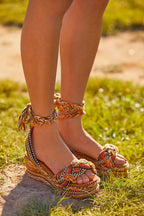 Manuela wedge sandals in clay