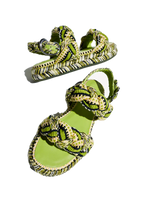 Maria braided flatform sandals in olive