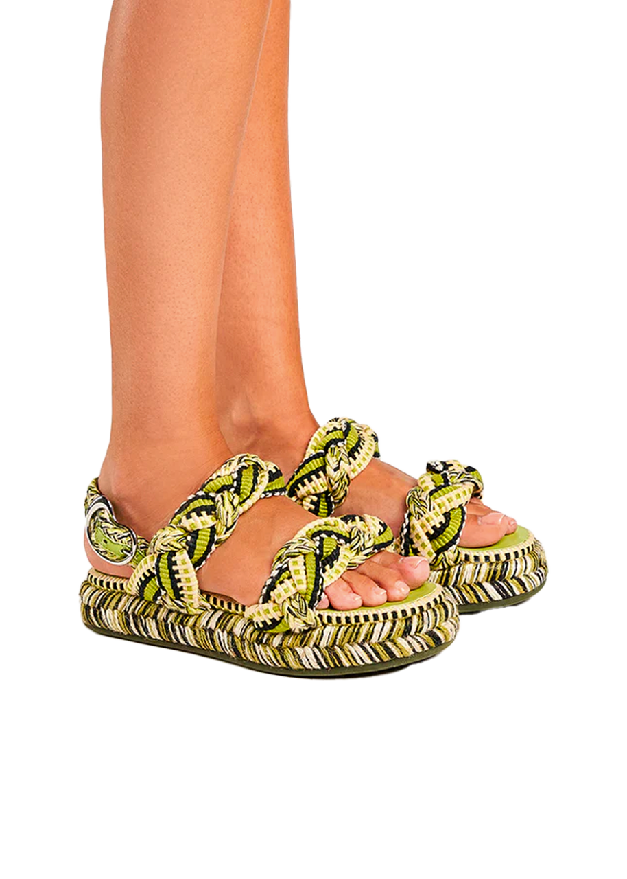 Maria braided flatform sandals in olive