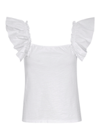 Misty open back ruffle tank in optic white