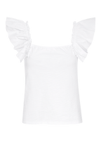 Misty open back ruffle tank in optic white