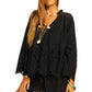 Penny blouse in tangier embroidery nero