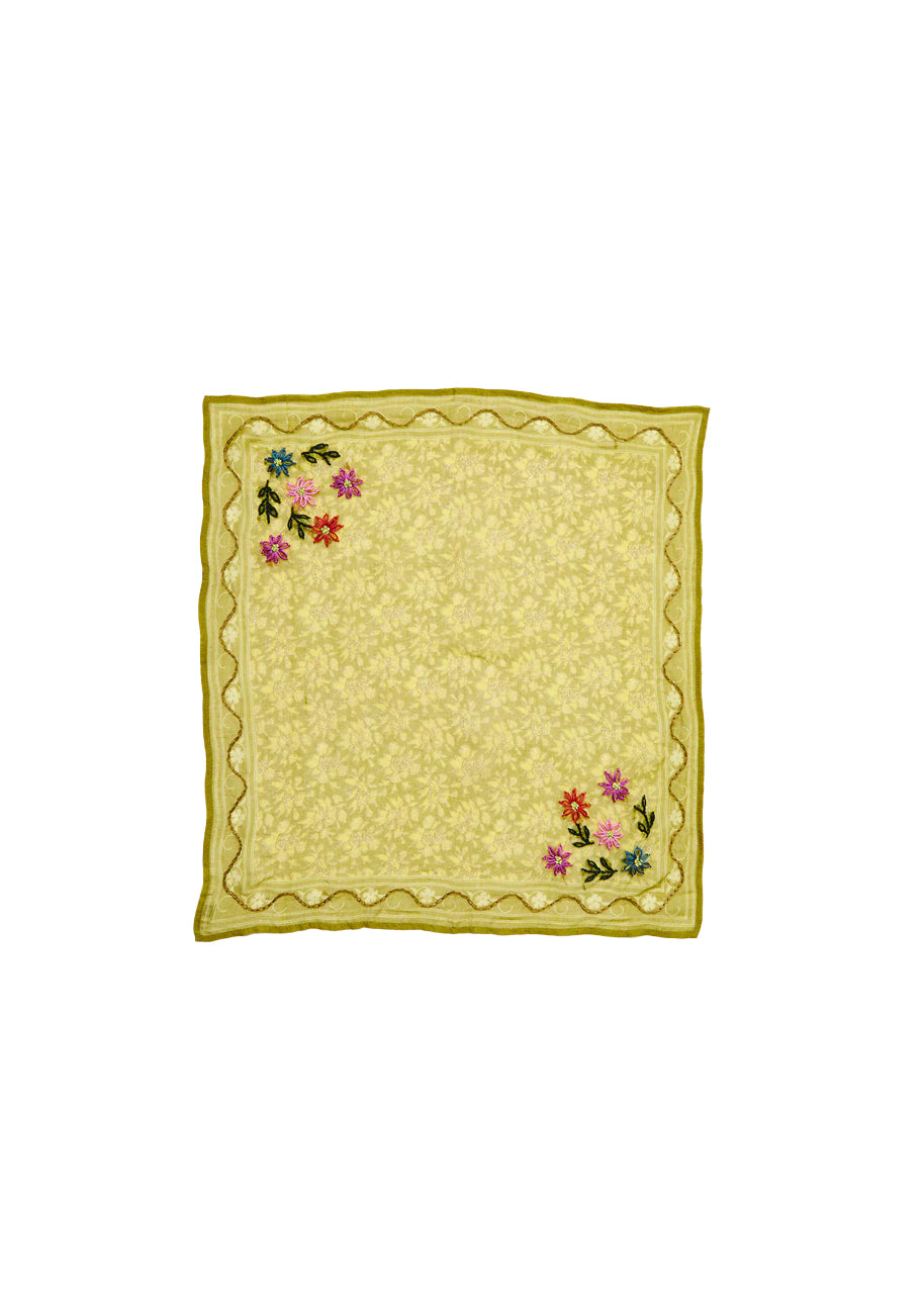Posy embroidered bandana in mustard