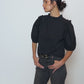 Roya ruched neck top in jet black